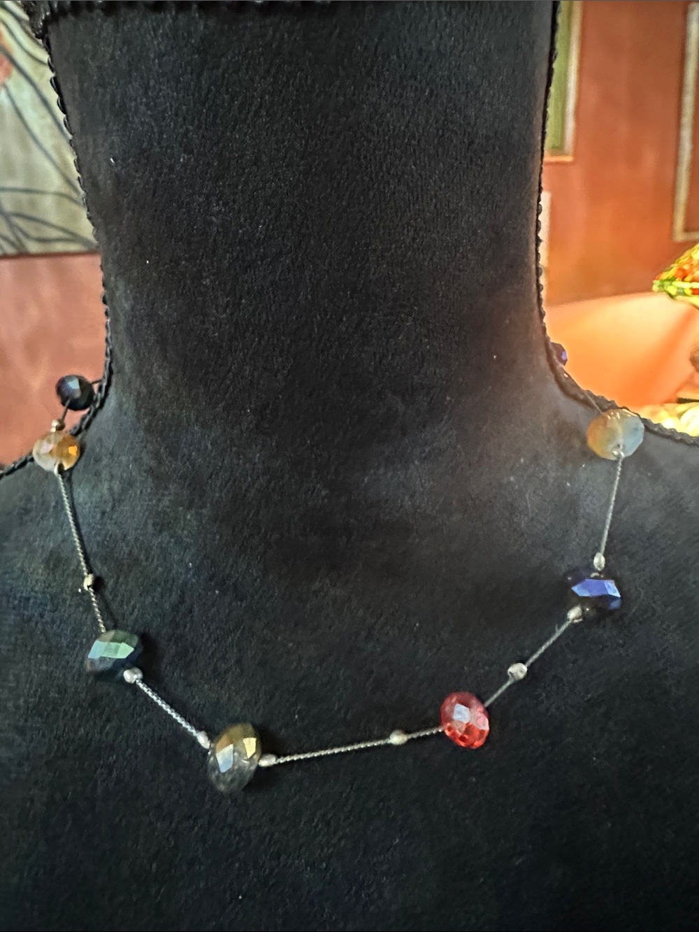 Multicolor Faceted Glass Bead Necklace - Women Jewelry